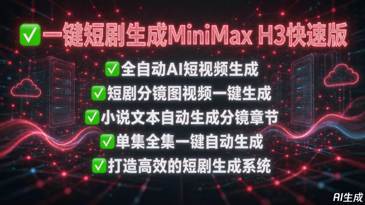 一键短剧生成MiniMax H3快速版