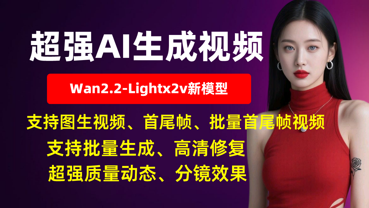 超强AI生成视频-Lightx2v-I2V-超强动态、分镜效果