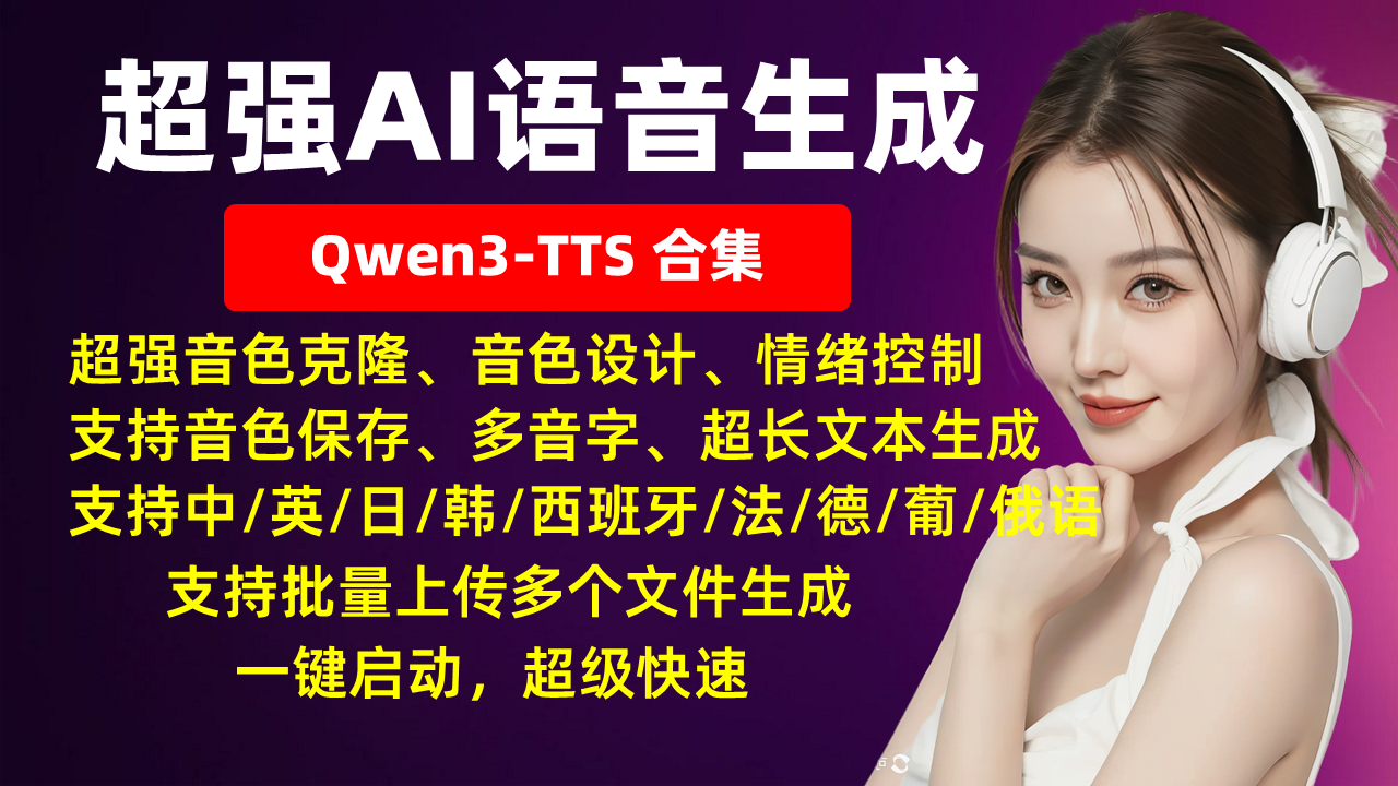 超级AI语音Qwen3-TTS合集,超强音色克隆、音色设计、情绪控制!