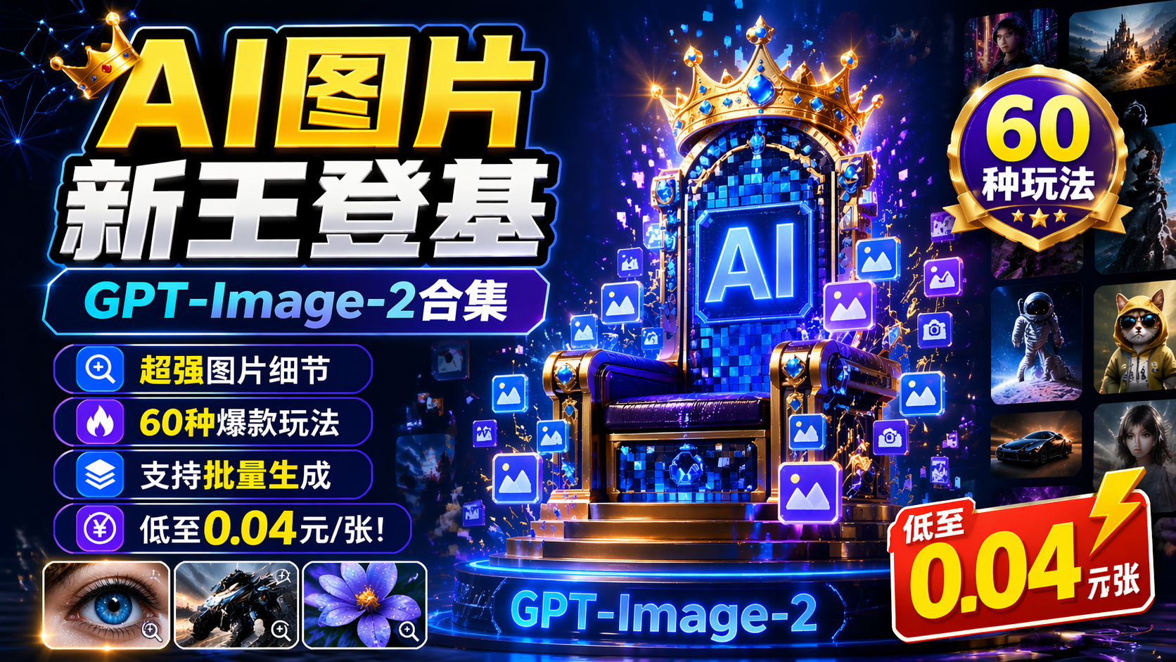 AI图片新王登基，GPT-Image-2合集，超强图片细节，低至0.04元/张！图片生成 | 多图编辑 | 批量生成 | 最火爆的60+种提示词玩法