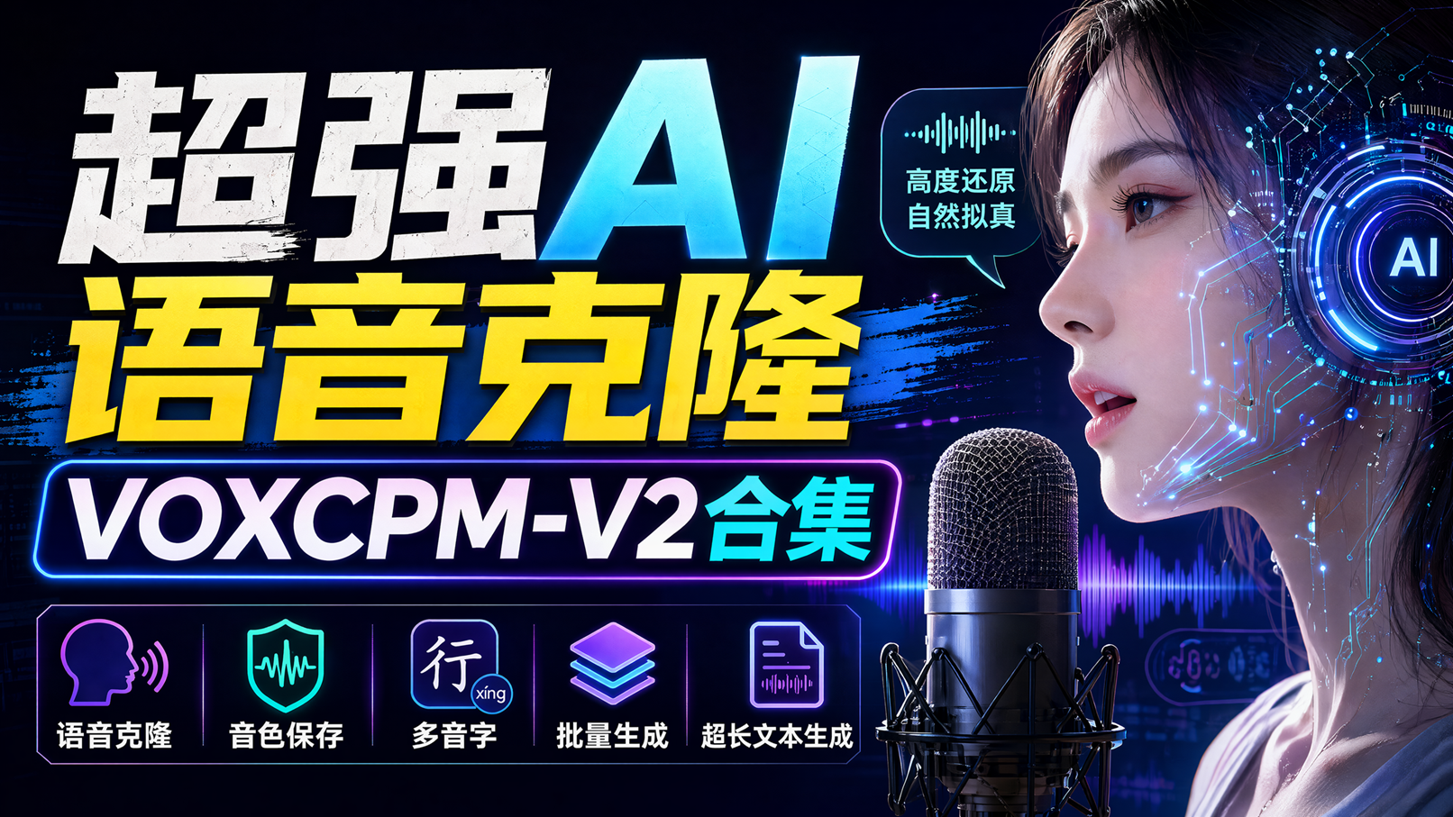 超强AI语音克隆，VOXCPM-V2合集，语音克隆 | 音色保存 | 多音字 | 批量生成 | 超长文本生成
