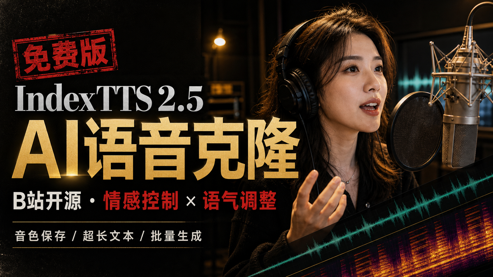 免费AI语音克隆，B站开源IndexTTS 2.5，语音克隆 | 音色保存 | 情感控制 | 语气调整 | 超长文本 | 批量生成