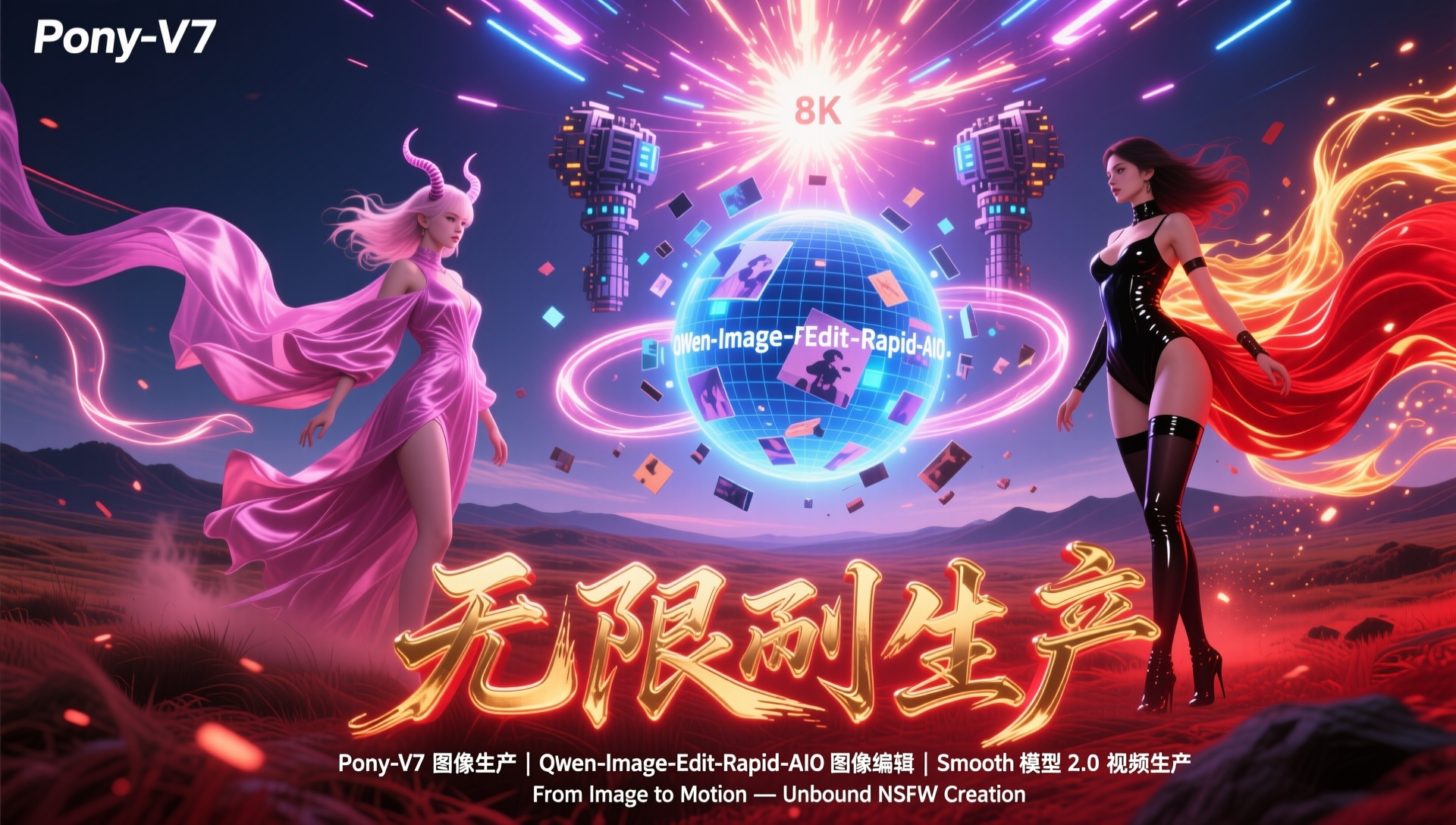 Pony V7 × Qwen AIO × Smooth 2.0无限制生产｜图像 / 编辑 / 视频 一体化