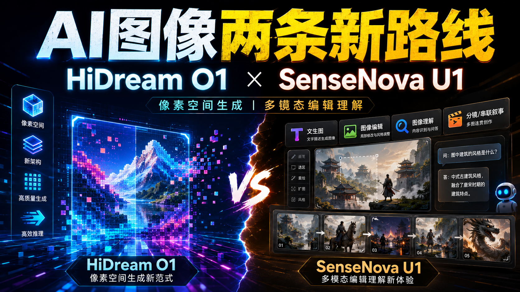 AI绘图开始分叉了！HiDream O1 像素空间新架构 × SenseNova U1 多模态图像工作台