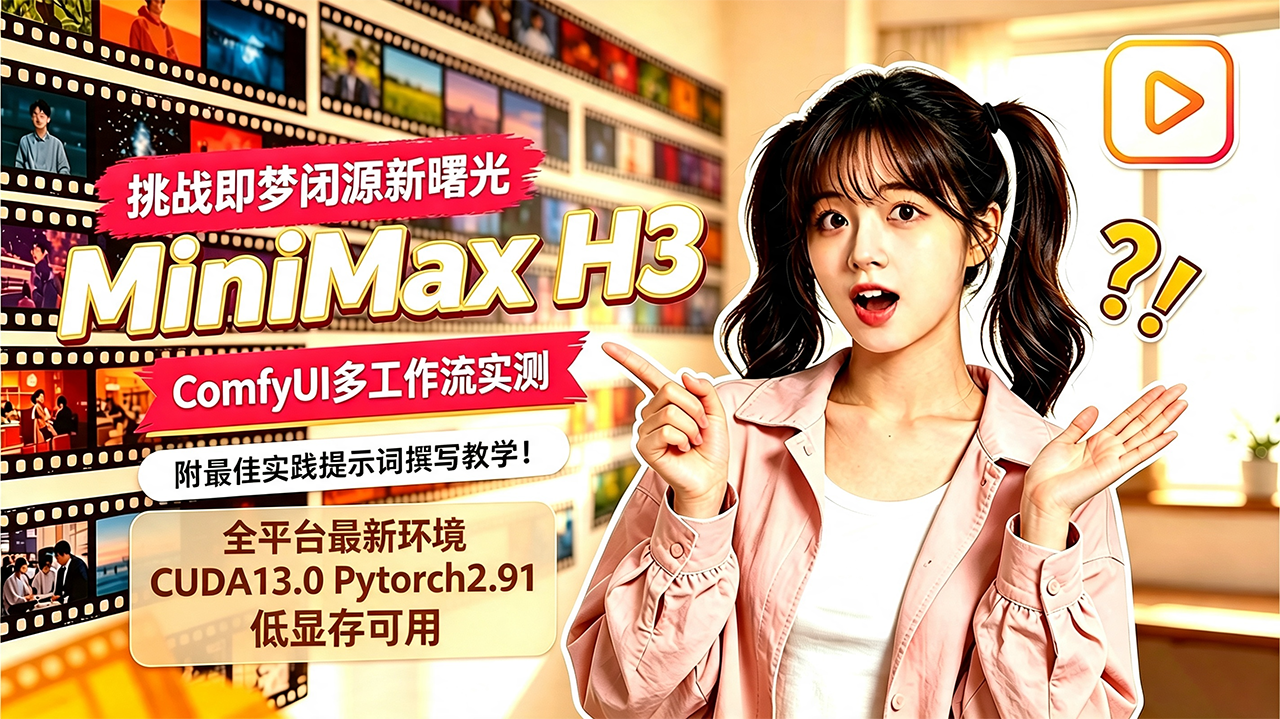 MiniMax-H3，0804更新最新官方加速版，409024G可用，即梦SD2.0平替！