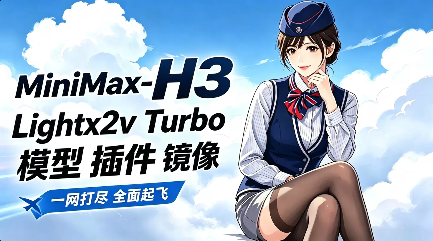 最新MiniMax-H3 Turbo 44步加速lora，生成神速，保质保量！ComfyUI 畅玩视频不用等 5090版