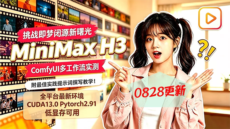 MiniMax-H3，0804更新最新官方加速版，409024G可用，即梦SD2.0平替！